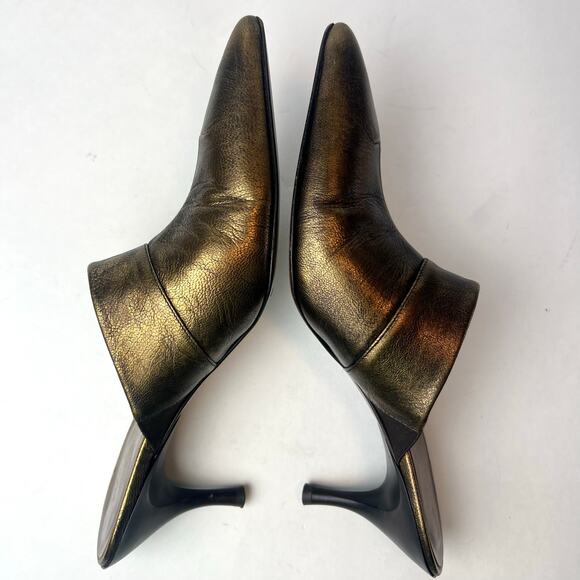 Donald J. Pliner Leather Kitten Heel Pointy Toe Mules Copper Sz 7 - Picture 8 of 12